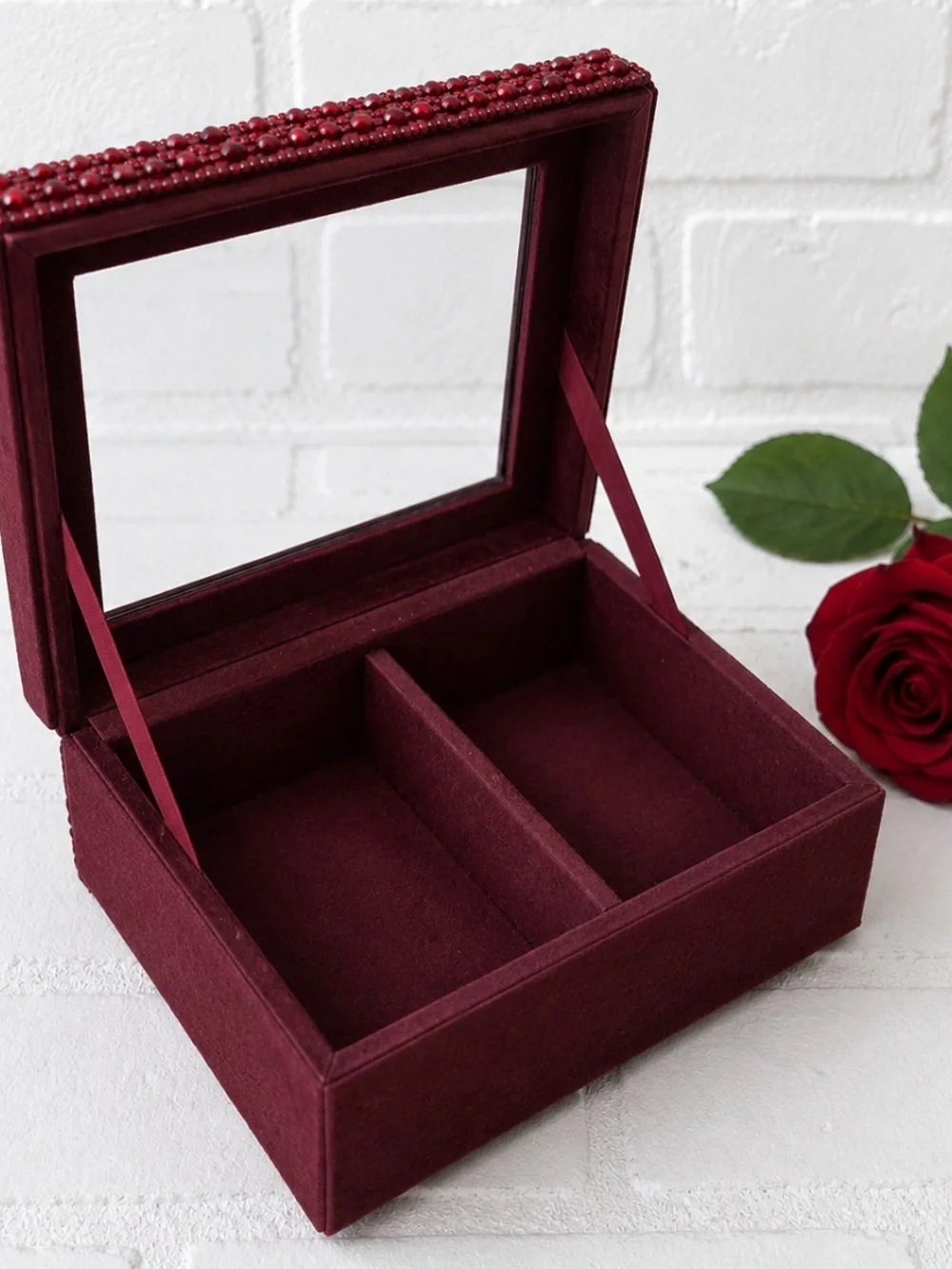 Pottery Barn Sunset Jewel Box Beaded in Deep Burgundy